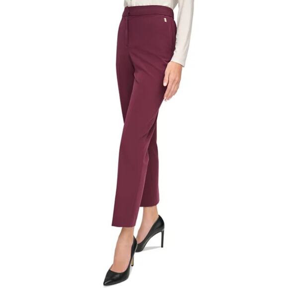 Tommy Hilfiger Women's Sloane Slim-Leg Ankle Pants Winetasting Size 10 - Picture 2 of 3